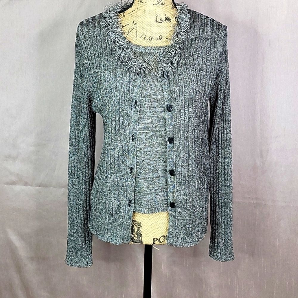 SIGRID OLSEN‎ 2pc. Gray Furry Sweater  Set